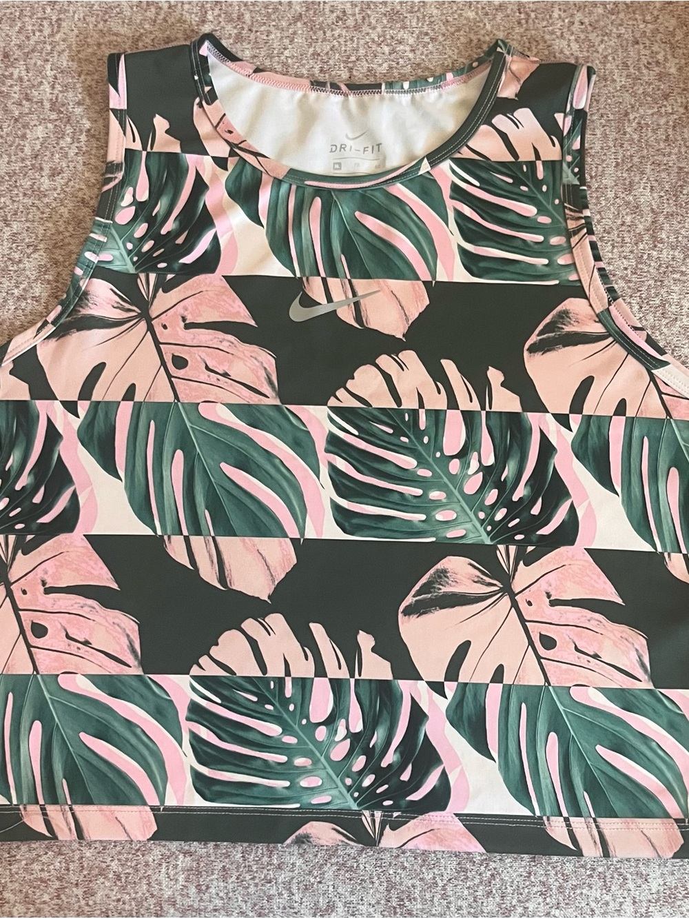 Nike Green & Pink Tropical Leaf Dri-FIT Tank Top